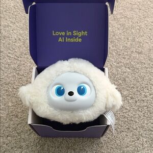 Ropet White Plush Toy keychain with Blue Eyes